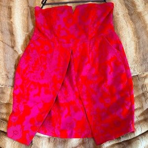 CITY CHIC SZ L PINK & ORANGE STRAPLESS SWEETHEART DRESS